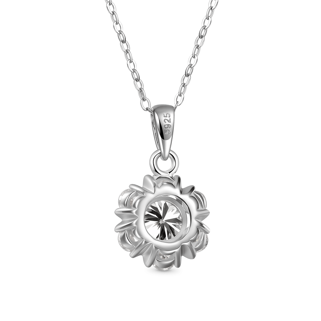 Gnoce Gorgeous 1Ct VVS Moissanite Snowflake Pendant Necklace_2