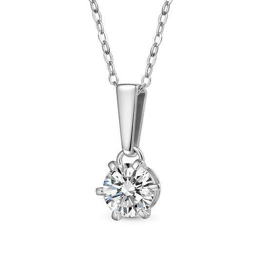 Gnoce Classic 1ct Round VVS Moissanite Drop Solitaire Pendant Necklace_1