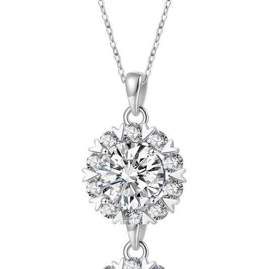 Gnoce Brilliant 5CT Round 925S & VVS Moissanite Sunflower Necklace_1