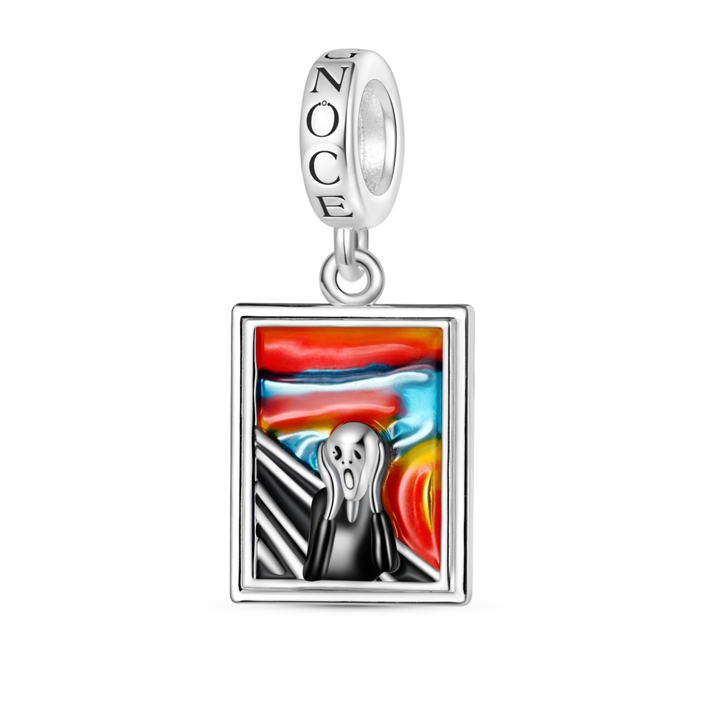 Gnoce Horror Chewing Scream Square Pendant Dangle Charm_2