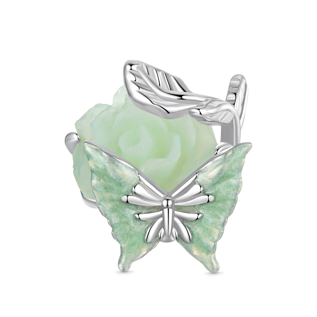 Gnoce Spring Glow-in-the-Dark Green Rose Butterfly Charm_2