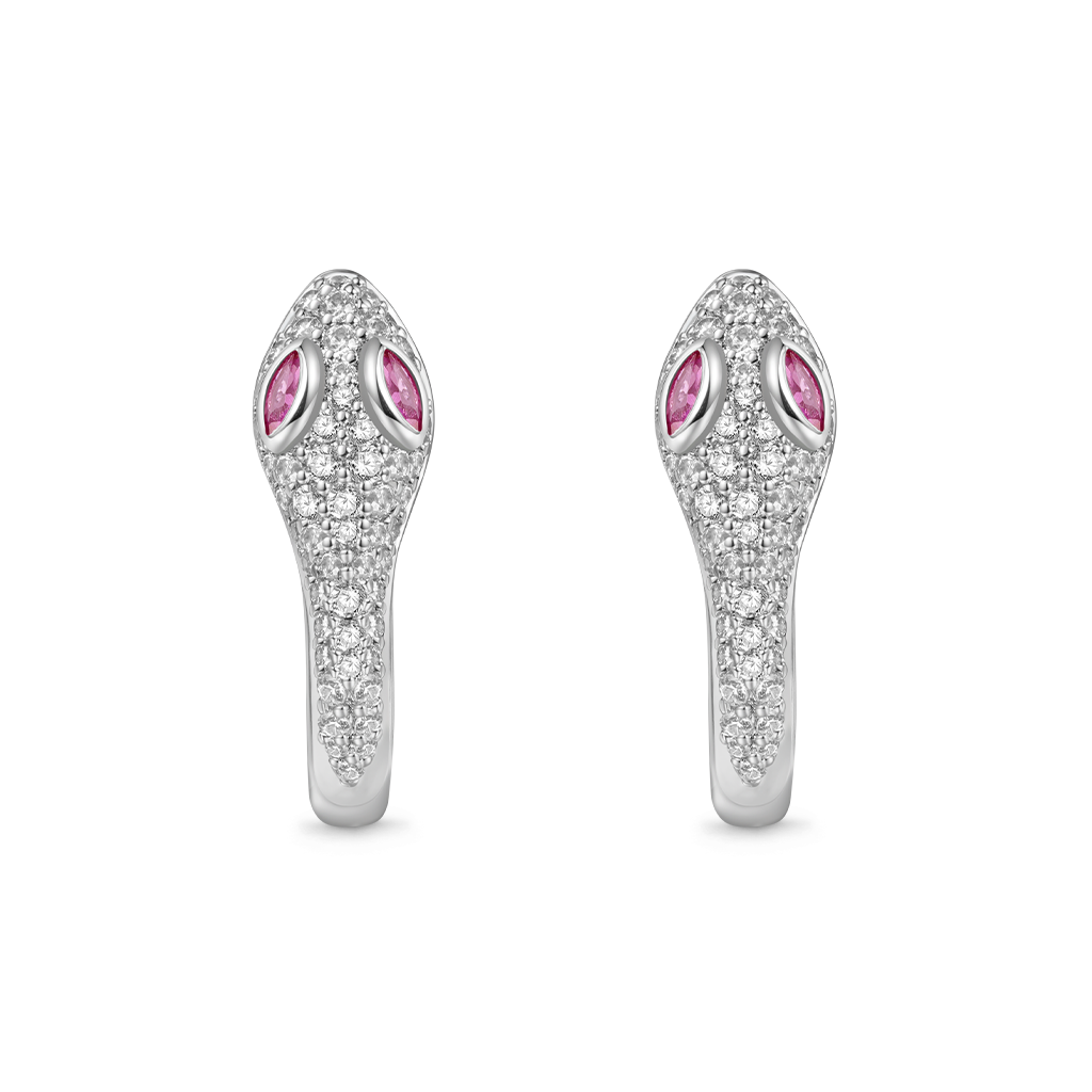 Gnoce White Diamond Snake Huggie Hoop Earrings_1