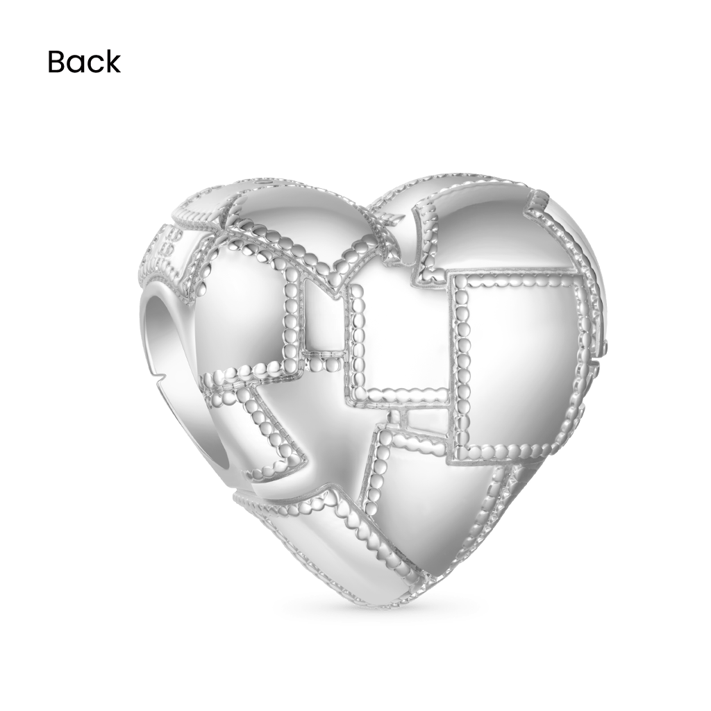 Gnoce Metallic Silver Texture Splicing Heart Charm_2