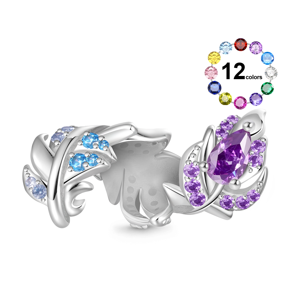 Gnoce Gradient Feather Inlaid Gemstones Charm_1