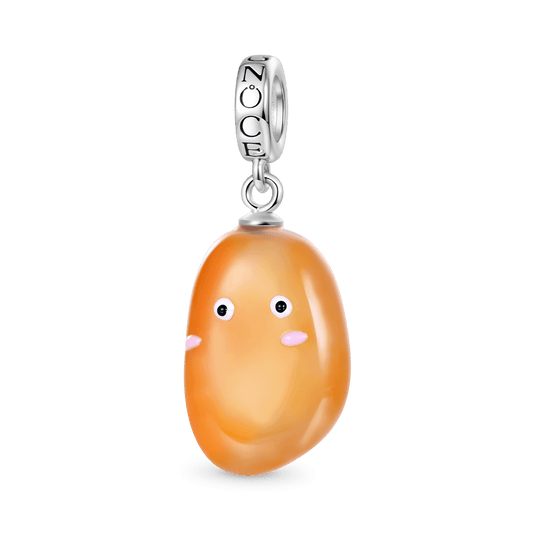 Gnoce Natural Orange Color Rain Flower Stone Pendant Dangle Charm_1