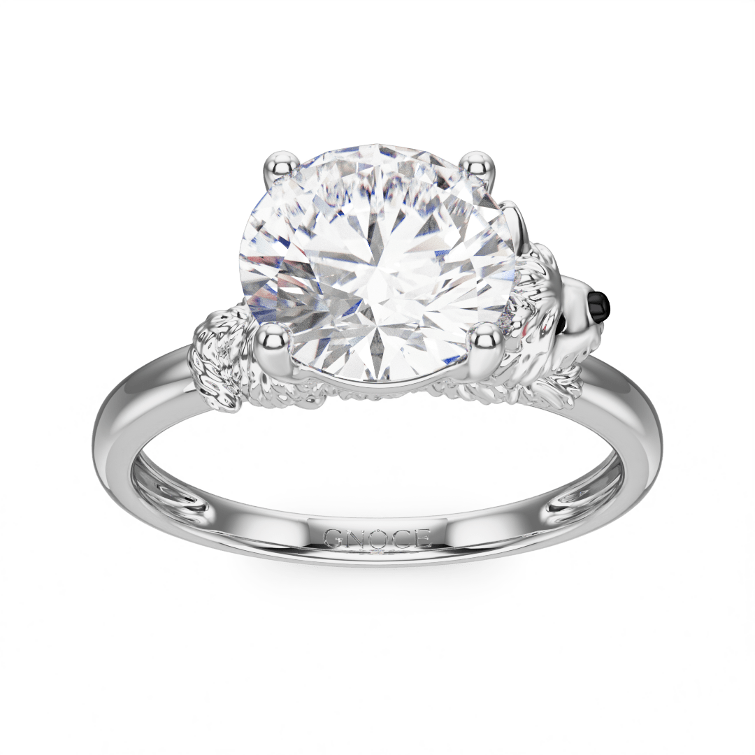 Gnoce West Highland White Terrier Embraces Moissanite Round Cut Ring_2