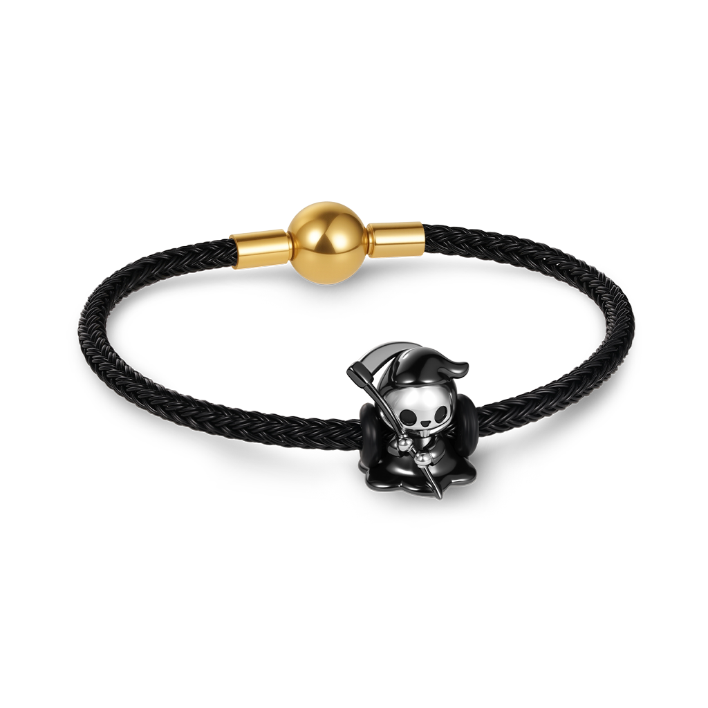 Gnoce Black Round Snap Basic Bracelet with 2 Pieces of Stoppers_2