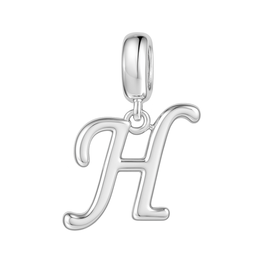 Gnoce "Think Happy, Be Happy " Letter H 925 Sterling Silver Dangling Charm Great for Bracelet, Choker, Necklace_1