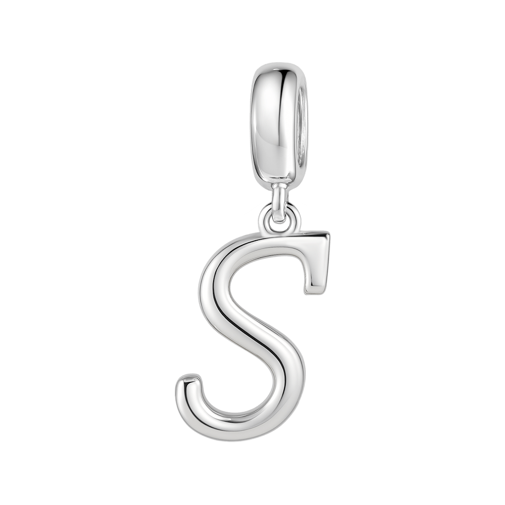 Gnoce "Smile and Let It Go " Letter S 925 Sterling Silver Dangling Charm Great for Bracelet, Choker, Necklace_1