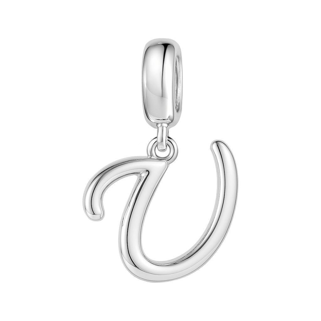 Gnoce "Be Unique" Letter U 925 Sterling Silver Dangling Charm Great for Bracelet, Choker, Necklace_1