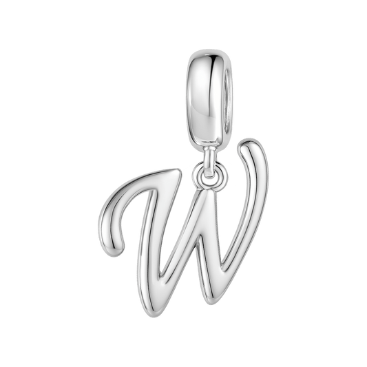 Gnoce "With You Forever"  Letter W 925 Sterling Silver Dangling Charm Great for Bracelet, Choker, Necklace_1