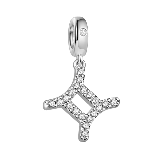 Gnoce "I Need You" 925 Sterling Silver Gemini Charm Zodiac Sign Pendant With Cz For Bracelet_1