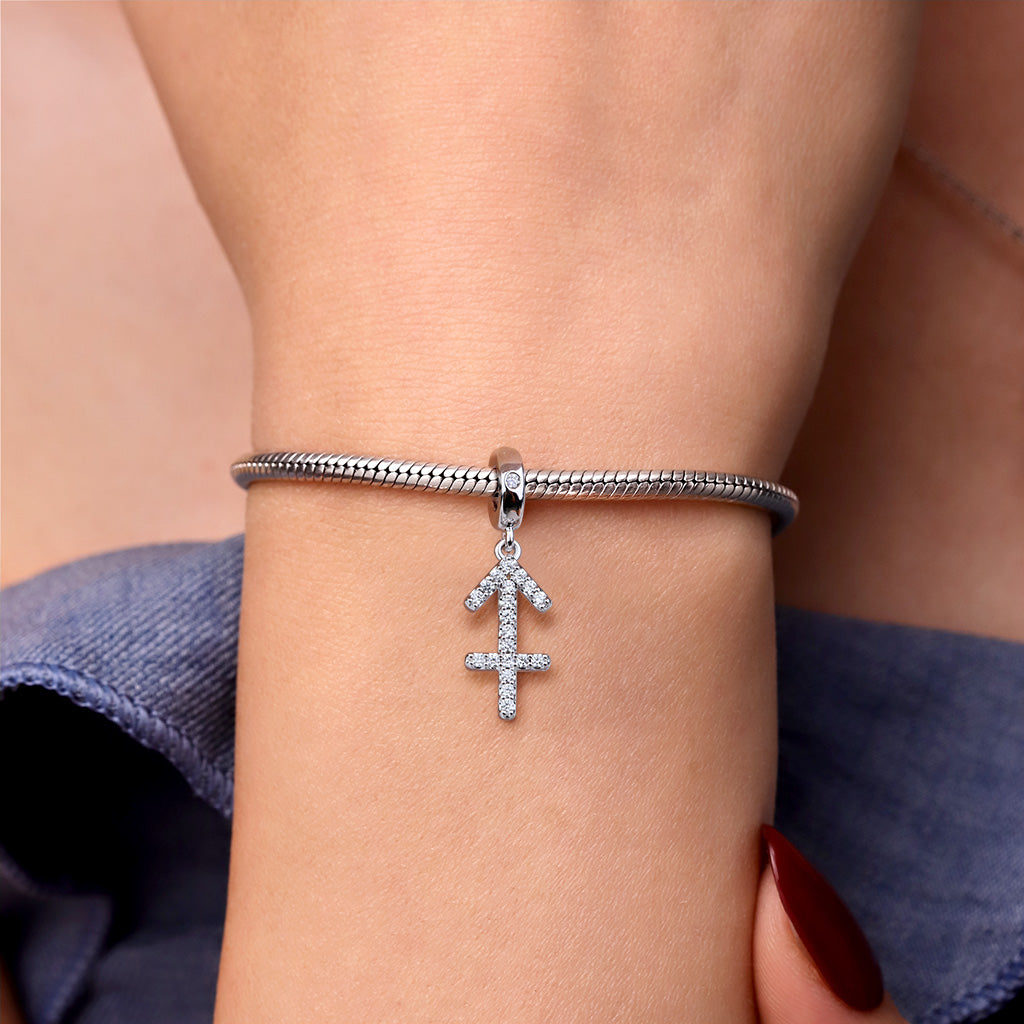 Gnoce "Honest Sagittarius" 925 Sterling Silver Sagittarius Charm Zodiac Sign Pendant With Cz For Bracelet_3
