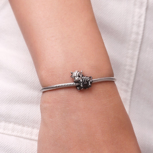 Gnoce Skeleton Highland Cow Charm Platinum-plated Silver Blend_5
