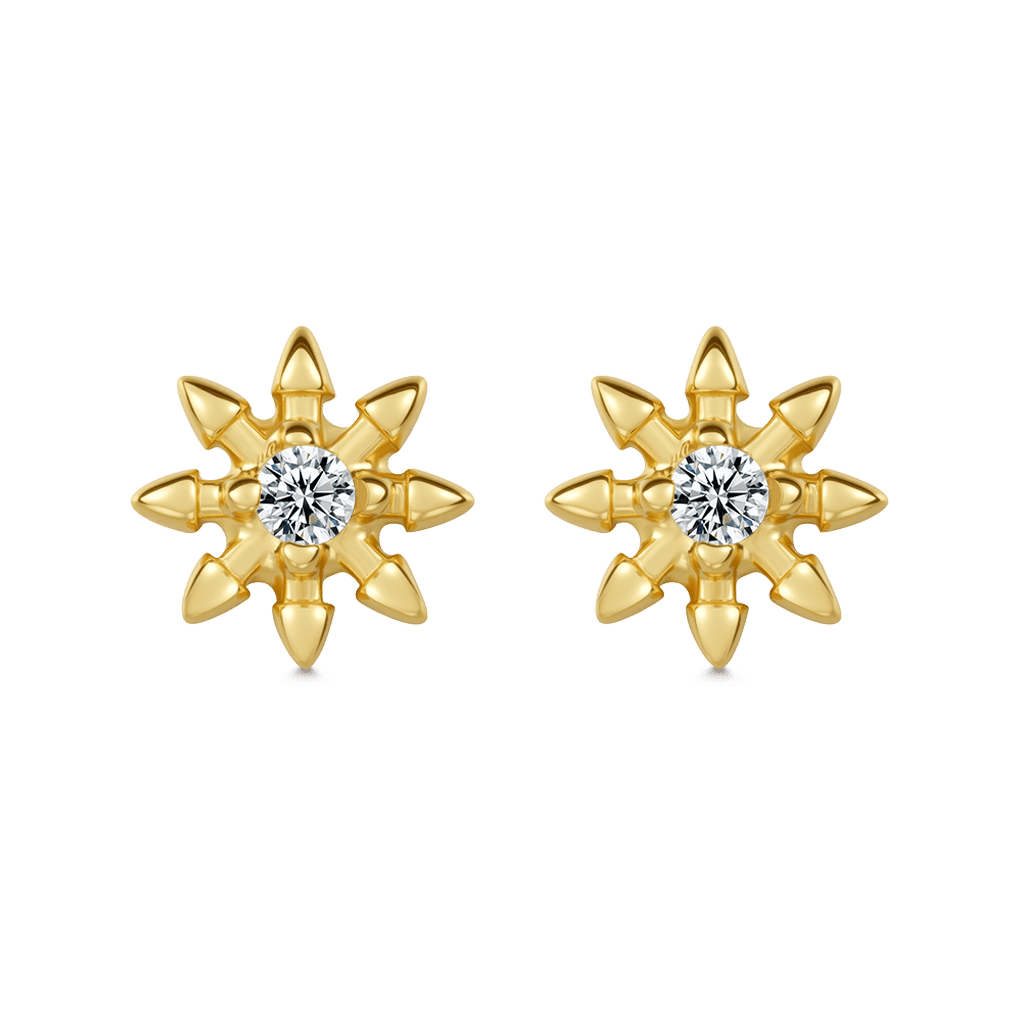 Gnoce 14K/10K Solid Gold Moissanite Spiked Star Stud Earrings_2