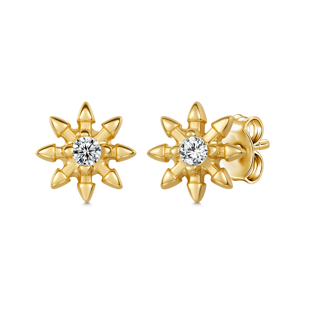 Gnoce 14K/10K Solid Gold Moissanite Spiked Star Stud Earrings_1