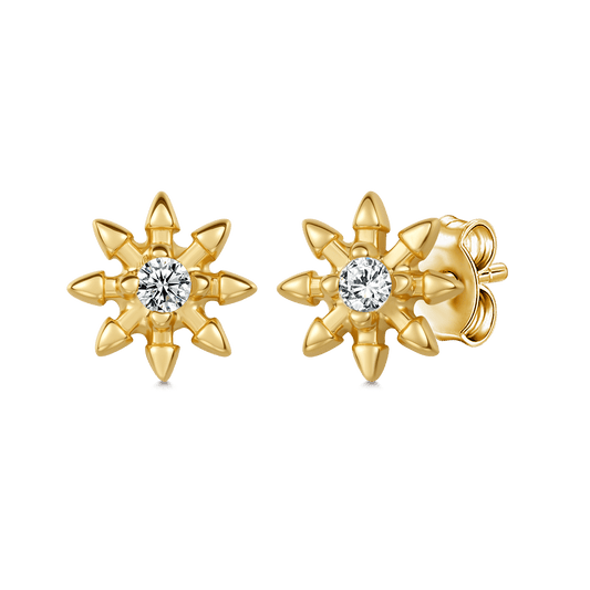 Gnoce 14K/10K Solid Gold Moissanite Spiked Star Stud Earrings_1