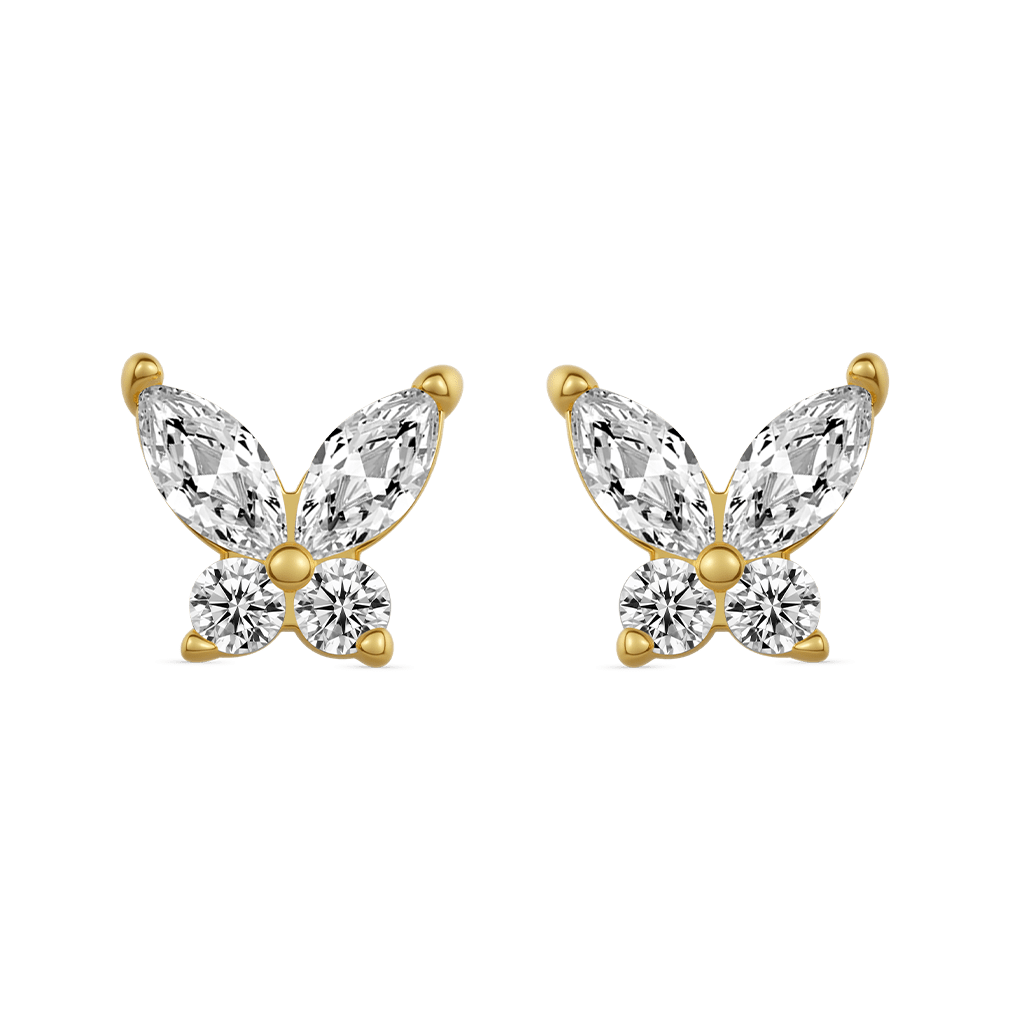 Gnoce 14K/10K Solid Gold Moissanite Butterfly Stud Earrings_2