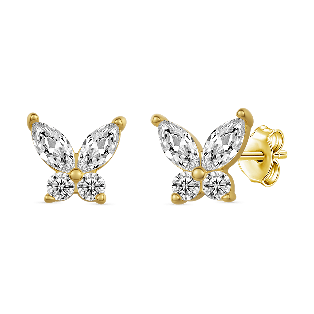Gnoce 14K/10K Solid Gold Moissanite Butterfly Stud Earrings_1