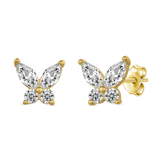 Gnoce 14K/10K Solid Gold Moissanite Butterfly Stud Earrings_1