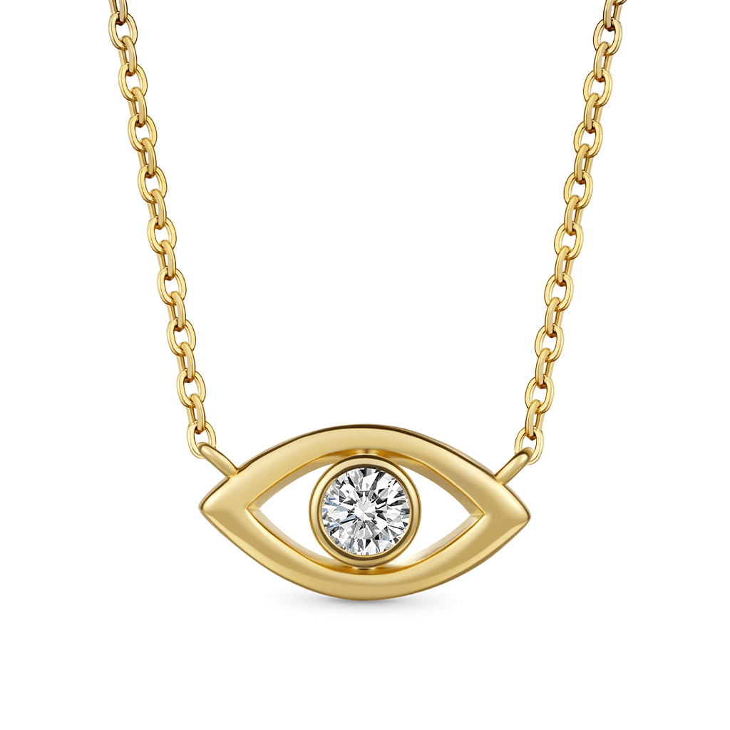 Gnoce 14K/10K Solid Gold Moissanite Evil Eye Necklace_1