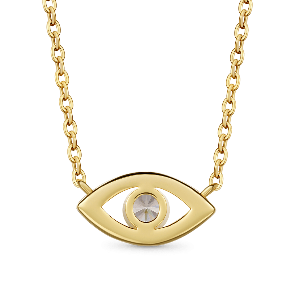 Gnoce 14K/10K Solid Gold Moissanite Evil Eye Necklace_2