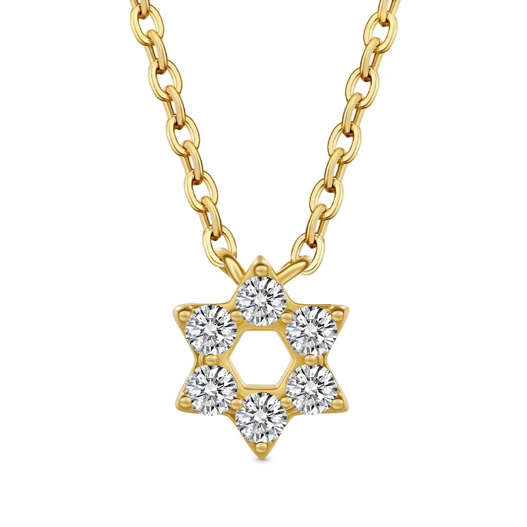 Gnoce 14K/10K Solid Gold Moissanite Hexagram Necklace_1