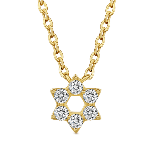 Gnoce 14K/10K Solid Gold Moissanite Hexagram Necklace_1
