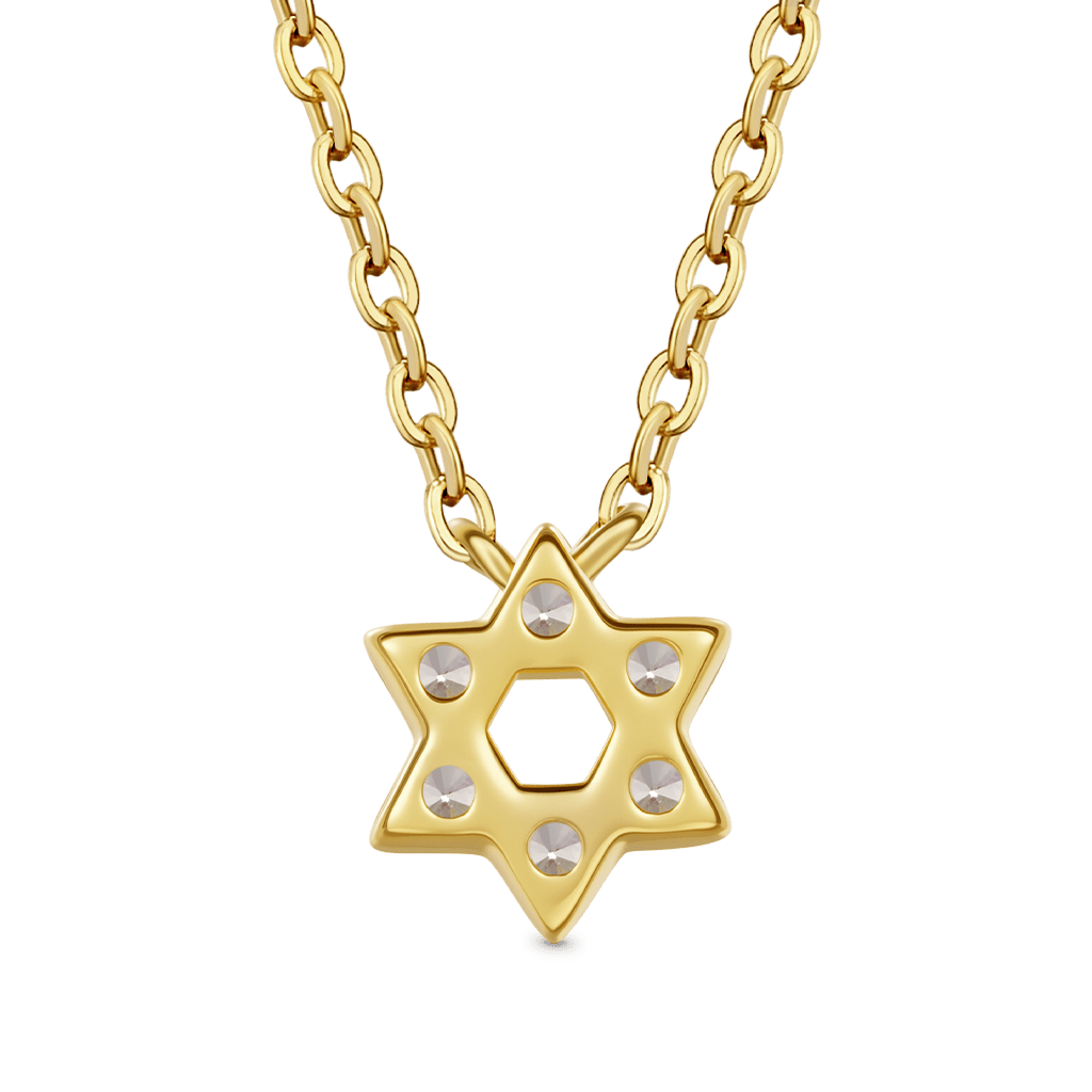 Gnoce 14K/10K Solid Gold Moissanite Hexagram Necklace_2