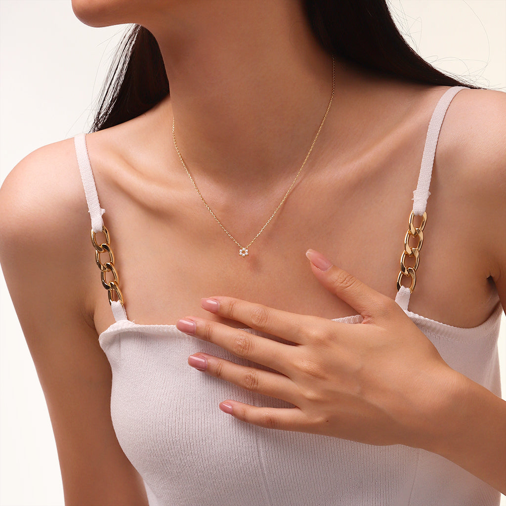 Gnoce 14K/10K Solid Gold Moissanite Hexagram Necklace_3