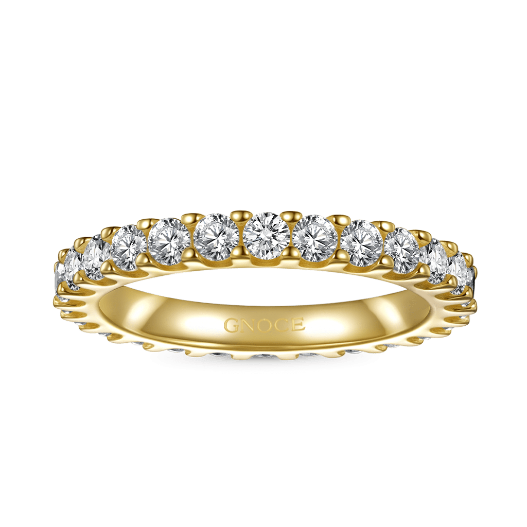 Gnoce 14K/10K Solid Gold Micro Pave Moissanite Eternity Ring_1