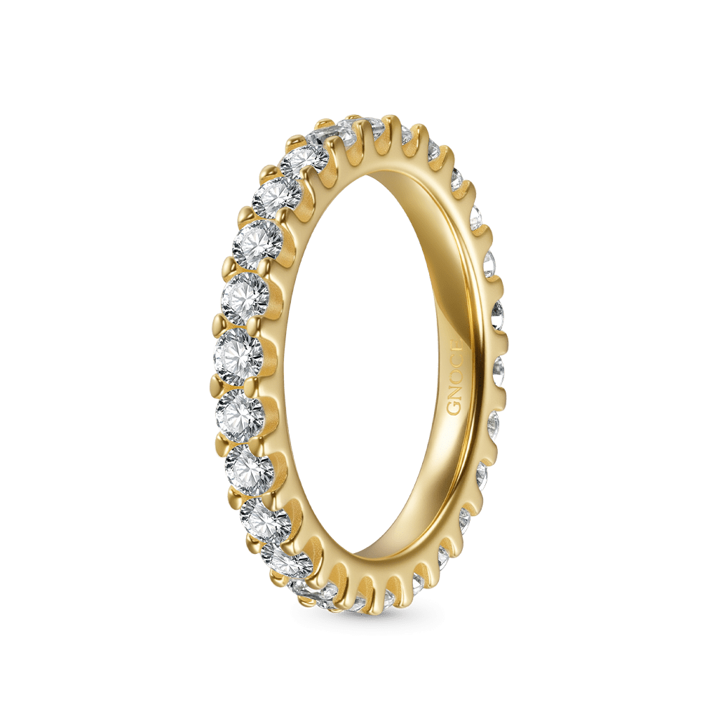 Gnoce 14K/10K Solid Gold Micro Pave Moissanite Eternity Ring_2