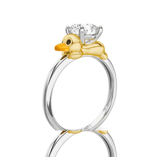 Gnoce Duck Embraces Moissanite Round Cut Ring_1