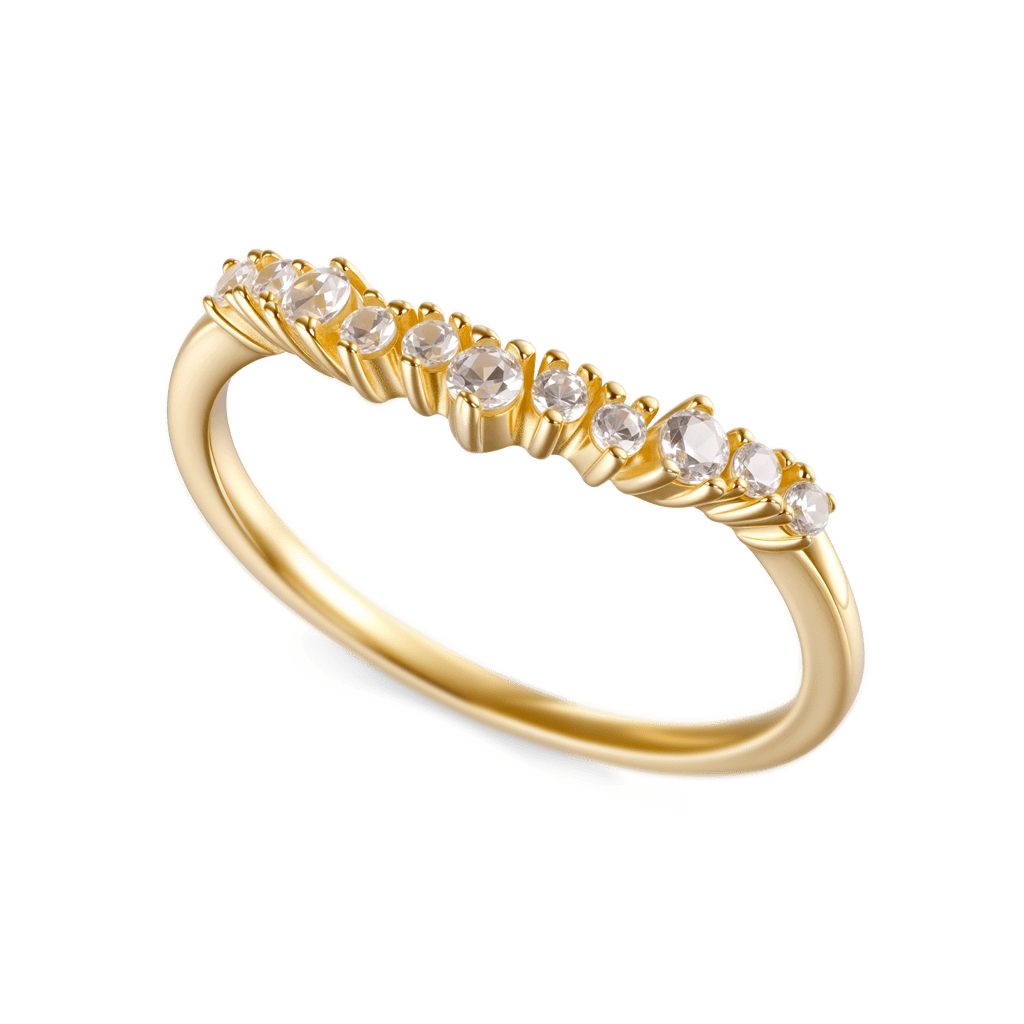 Gnoce 14K/10K Solid Gold Multistone Moissanite Cluster Ring_2