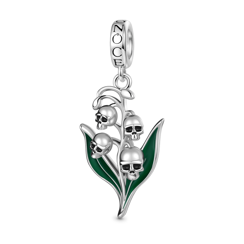 Gnoce Skull Lily of the Valley Pendant Dangle Charm_1
