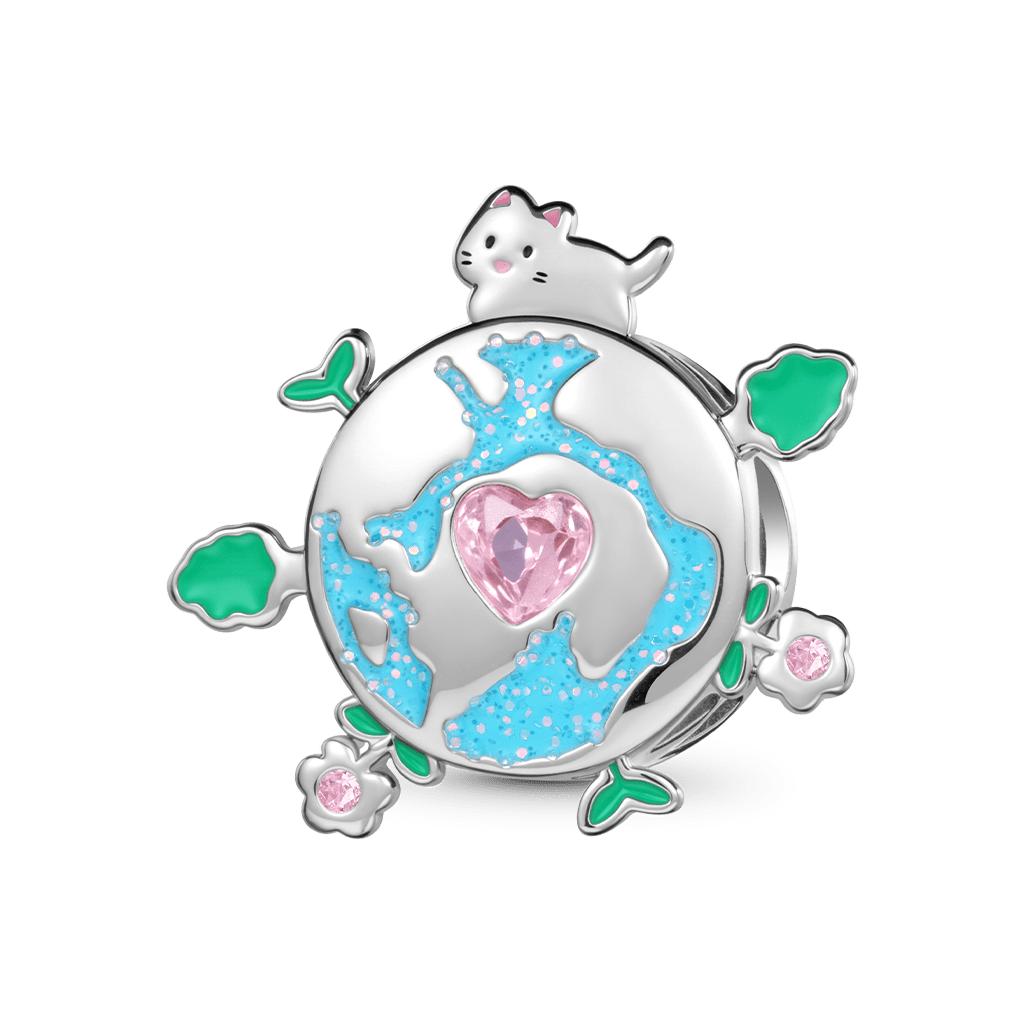 Gnoce "You are my world" Cat Earth Charm_1