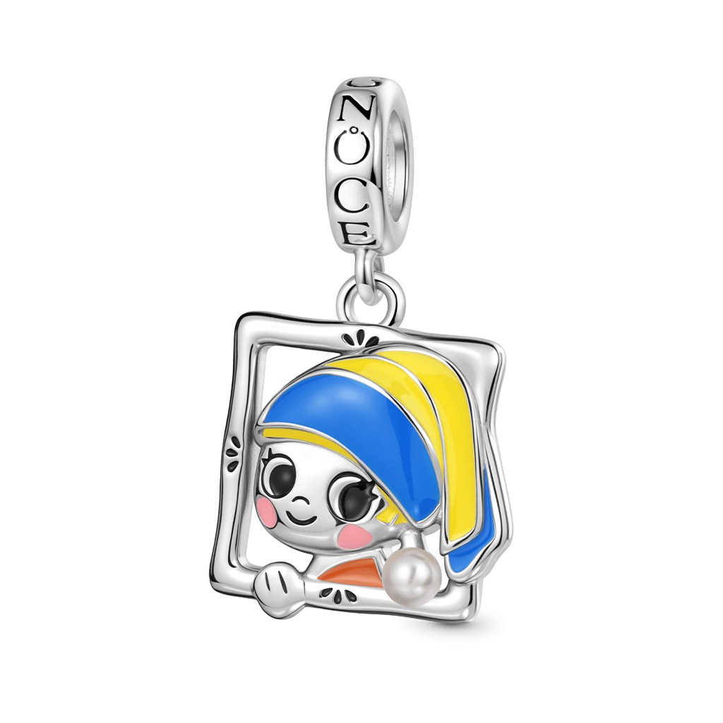 Gnoce Oil Painting Girl Pendant Dangle Charm_1