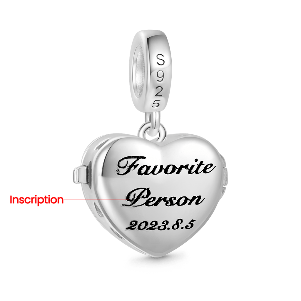 Gnoce Personalized Photo Hollow Heart Birthstone Pendant Dangle Charm_2