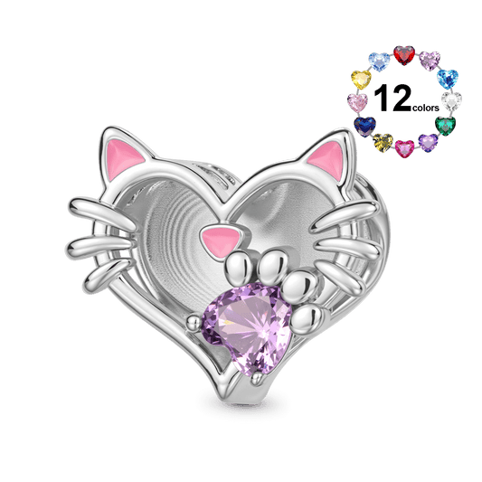 Gnoce Engravable Pet Cat Birthstone Charm_1