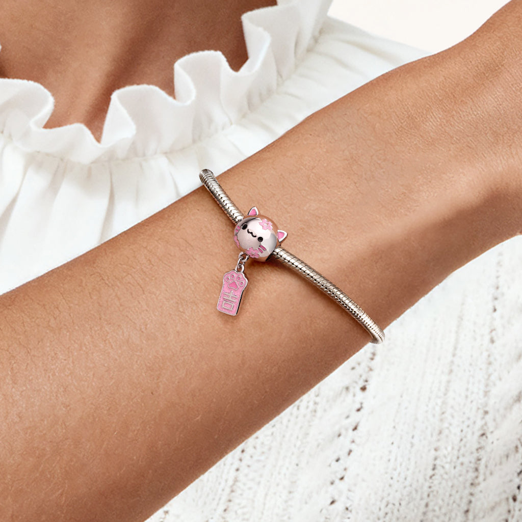 Gnoce Engravable Cat-shaped Wind Chime Amulet Charm_2