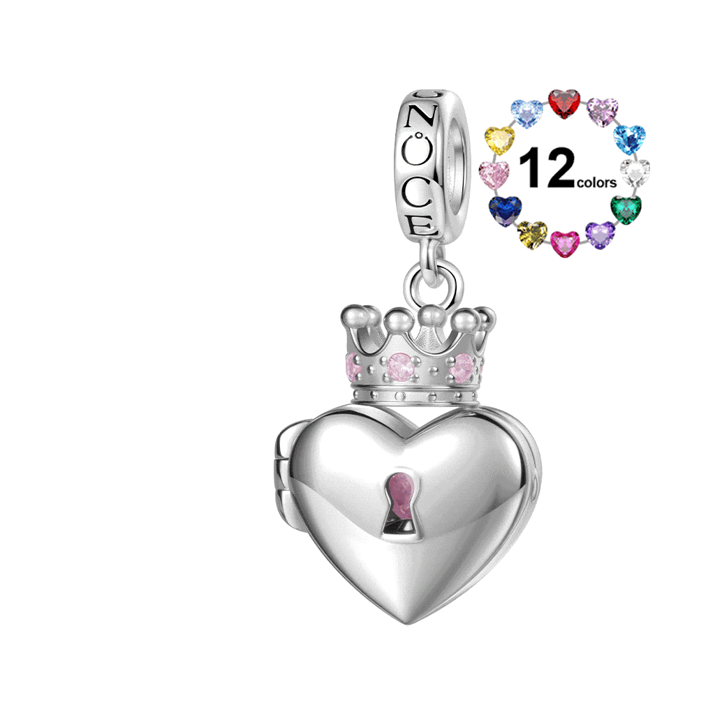 Gnoce Openable Skull Heart Lock Birthstone Pendant Dangle Charm_1