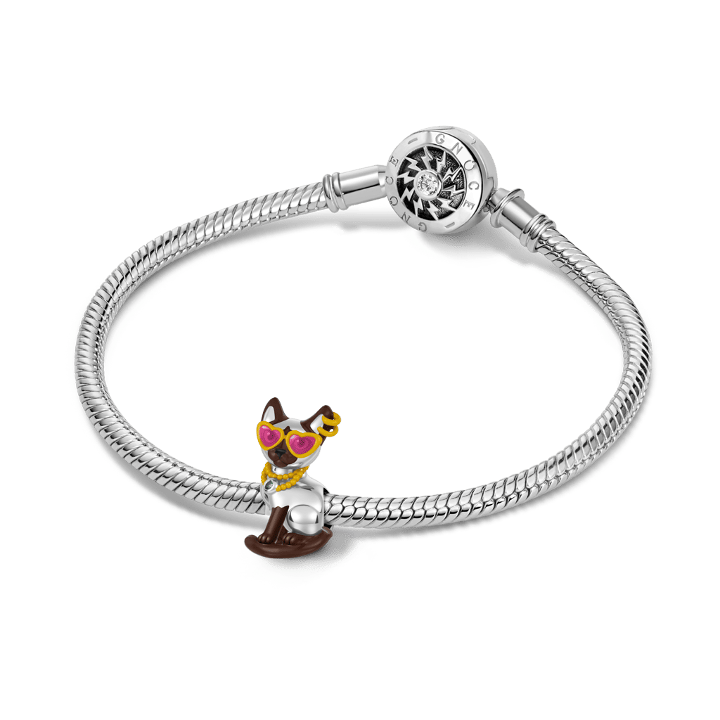 Gnoce Fashionable Siamese Cat Pendant Dangle Charm_3