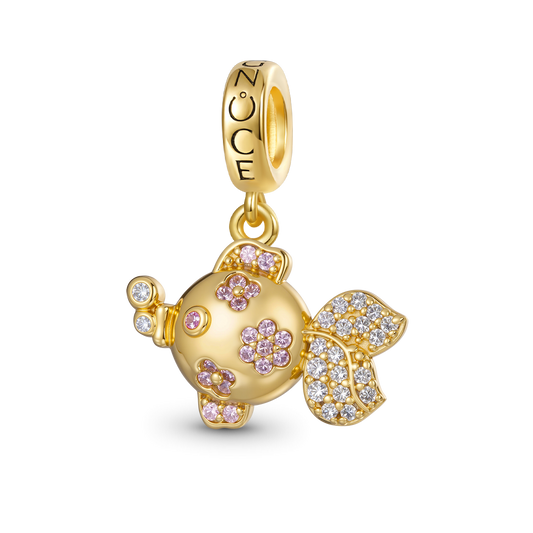 Gnoce Sparkling Playful Goldfish Pendant Dangle Charm_1