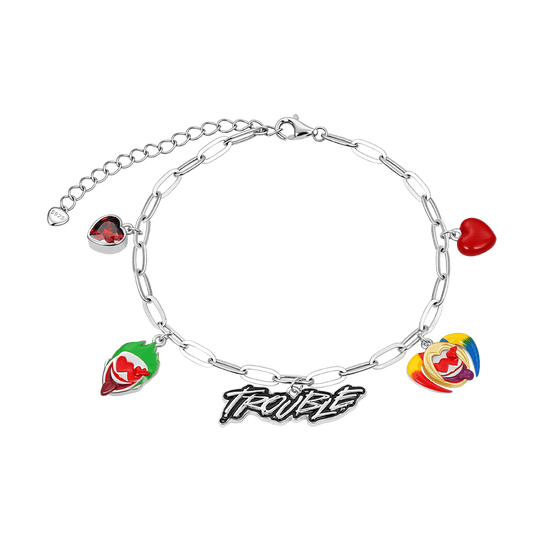 The Suicide Squad x Gnoce Harley Quinn & The Joker Trouble Heart Chain Bracelet_1