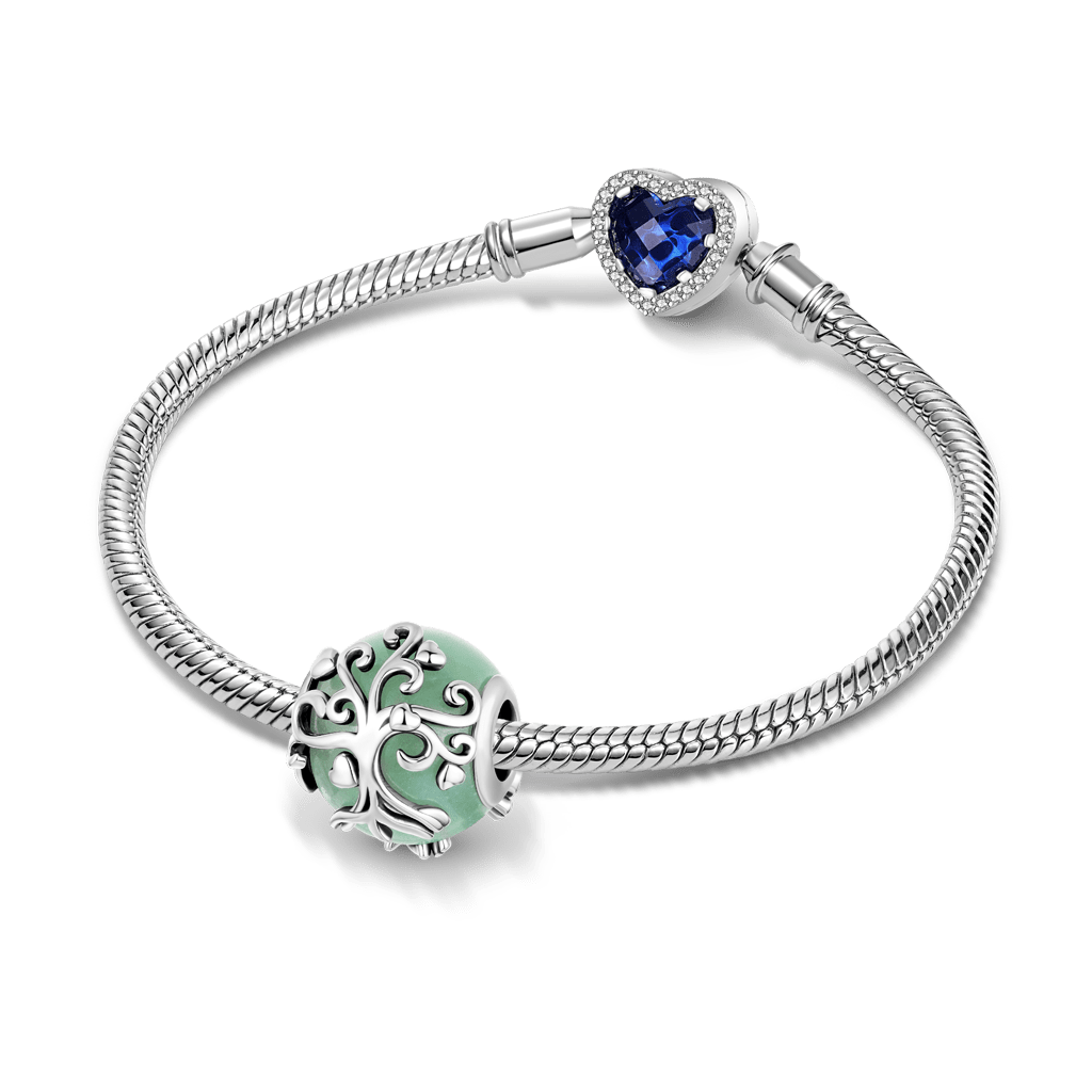 Gnoce Aventurine Tree of Life Charm Platinum-plated Silver Blend_3
