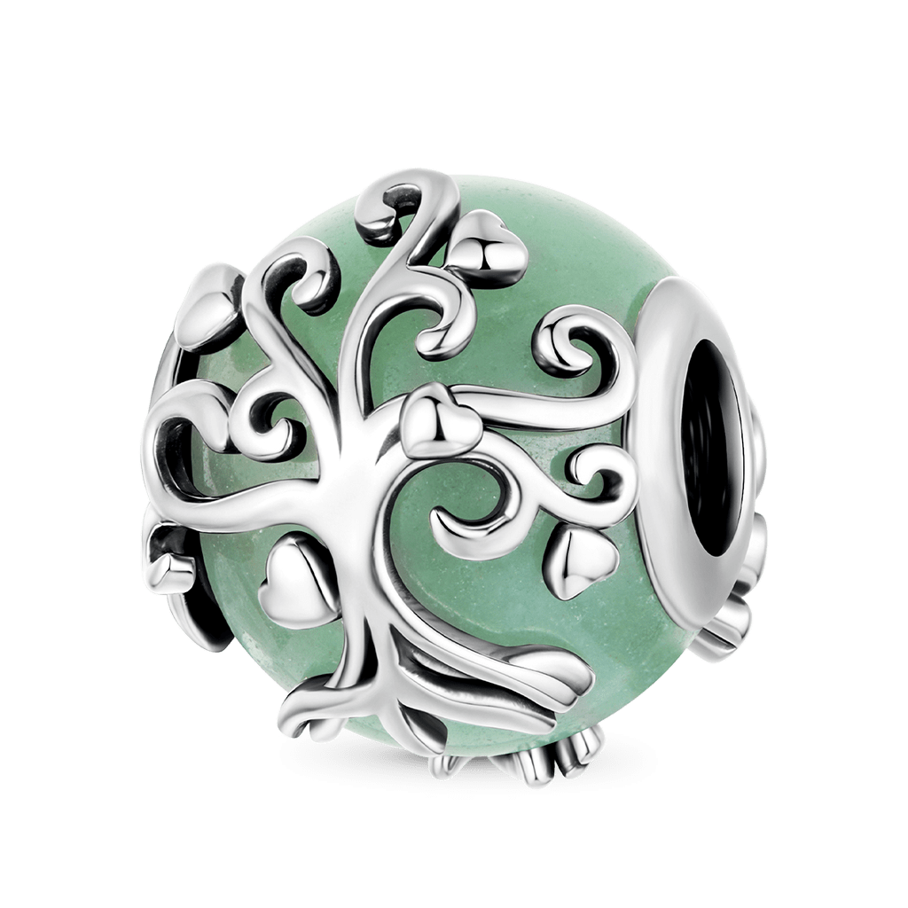 Gnoce Aventurine Tree of Life Charm Platinum-plated Silver Blend_1