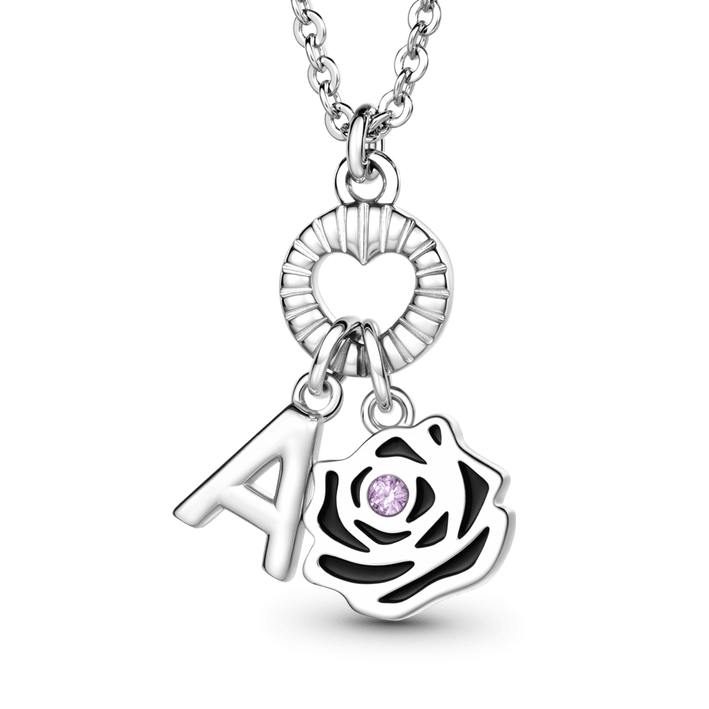 Gnoce Customized Letter Birthday Flower Necklace_1