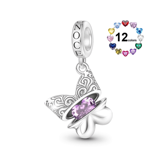 Gnoce Openable Butterfly Birthstone Pendant Dangle Charm_1