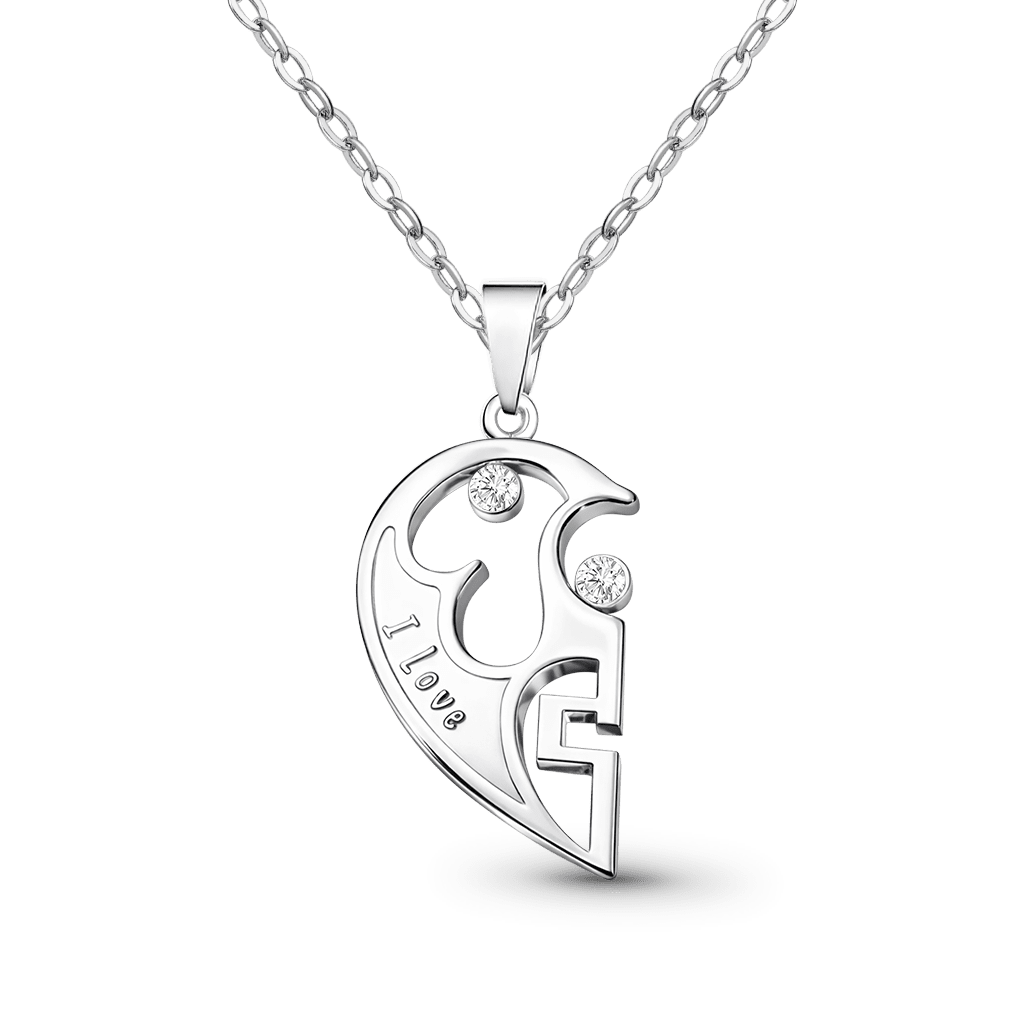 Gnoce Customized Heart-shaped Birthstone Couple Necklaces_1