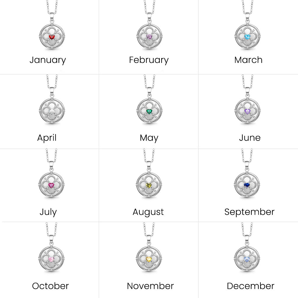 Gnoce Personalized Four-Leaf Clover Birthstone Necklace_5